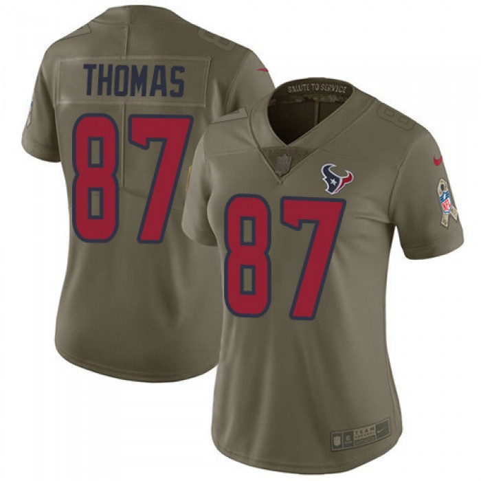 Nike Texans #87 Demaryius Thomas Olive Women's Stitched NFL Limited 2017 Salute to Service Jersey