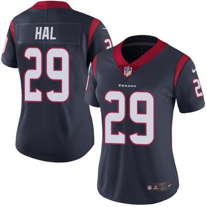 Women's Nike Houston Texans #29 Andre Hal Navy Blue Team Color Stitched NFL Vapor Untouchable Limited Jersey