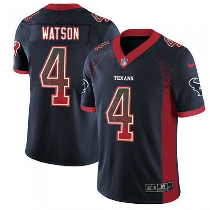Men's Nike Houston Texans #4 Deshaun Watson Navy Blue Team Color Stitched NFL Limited Rush Drift Fashion Jersey