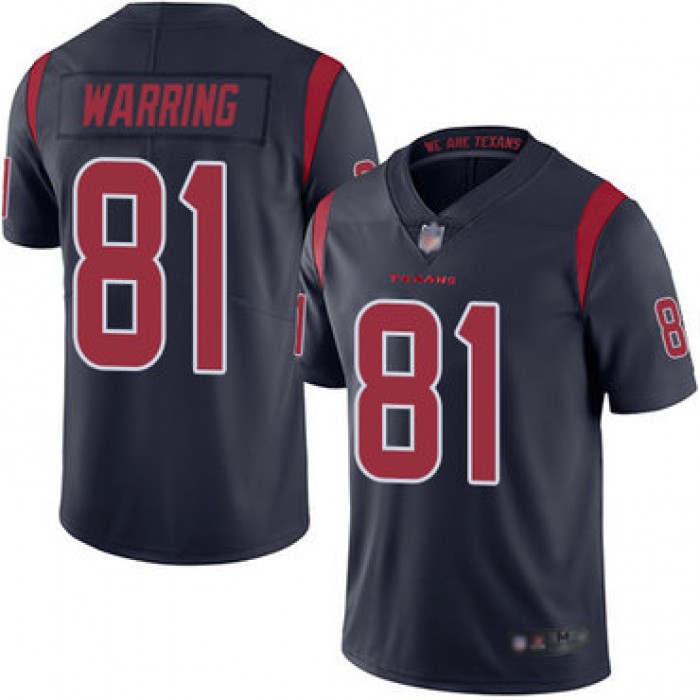 Texans #81 Kahale Warring Navy Blue Youth Stitched Football Limited Rush Jersey