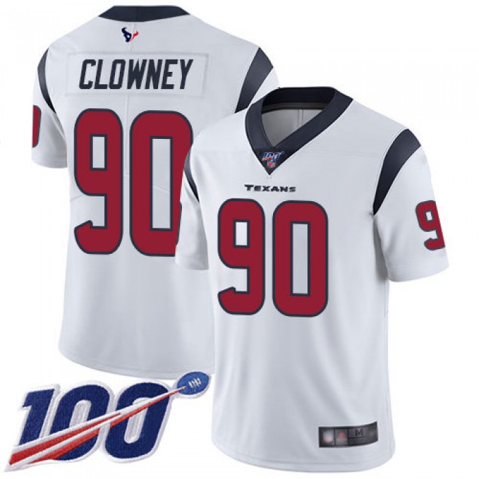 Texans #90 Jadeveon Clowney White Men's Stitched Football 100th Season Vapor Limited Jersey
