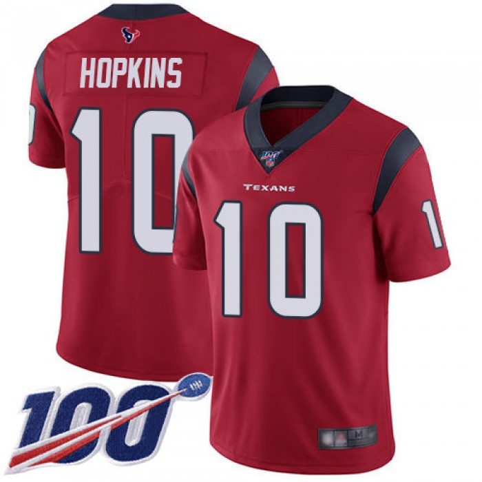 Texans #10 DeAndre Hopkins Red Alternate Men's Stitched Football 100th Season Vapor Limited Jersey