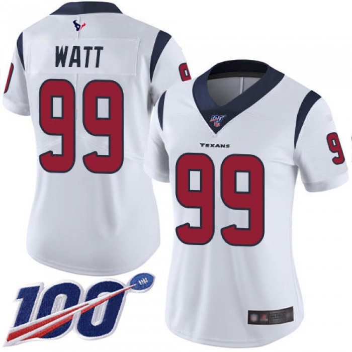 Nike Texans #99 J.J. Watt White Women's Stitched NFL 100th Season Vapor Limited Jersey