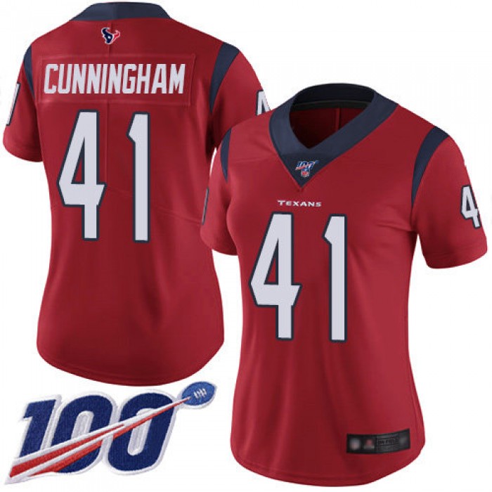 Nike Texans #41 Zach Cunningham Red Alternate Women's Stitched NFL 100th Season Vapor Limited Jersey