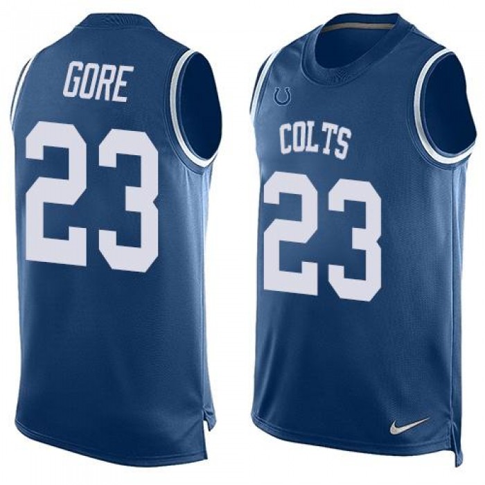 Men's Indianapolis Colts #23 Frank Gore Royal Blue Hot Pressing Player Name & Number Nike NFL Tank Top Jersey
