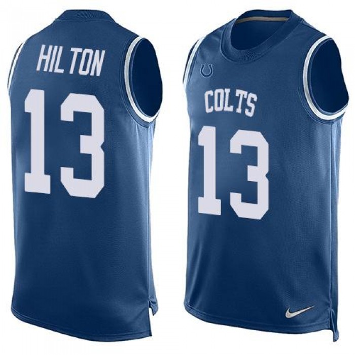 Men's Indianapolis Colts #13 T.Y. Hilton Royal Blue Hot Pressing Player Name & Number Nike NFL Tank Top Jersey