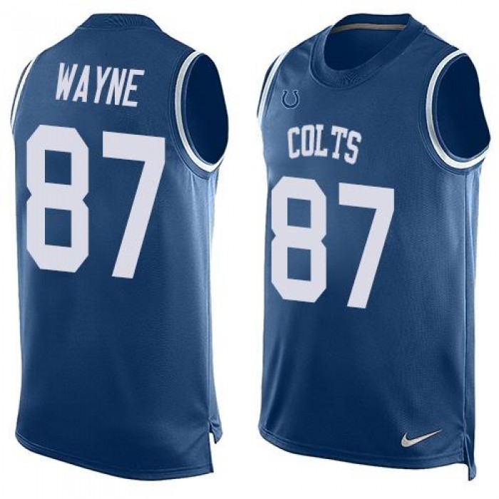 Men's Indianapolis Colts #87 Reggie Wayne Royal Blue Hot Pressing Player Name & Number Nike NFL Tank Top Jersey
