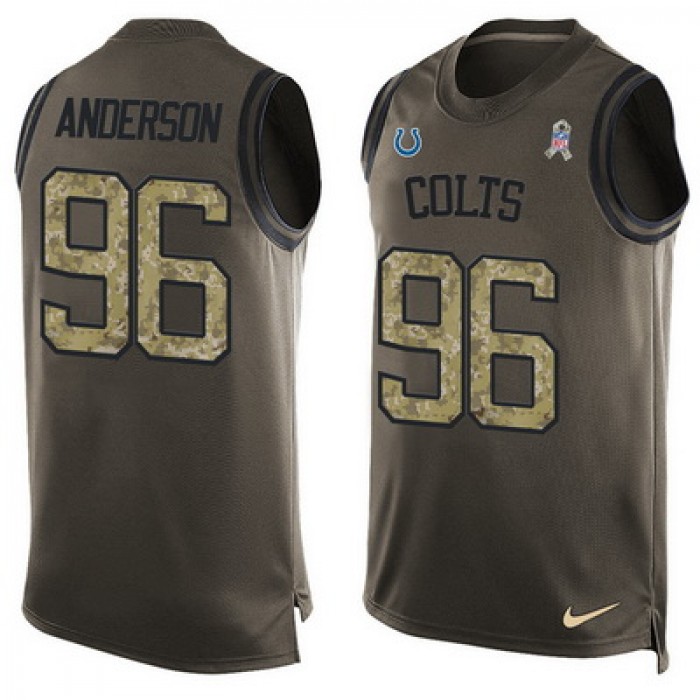 Men's Indianapolis Colts #96 Henry Anderson Green Salute to Service Hot Pressing Player Name & Number Nike NFL Tank Top Jersey