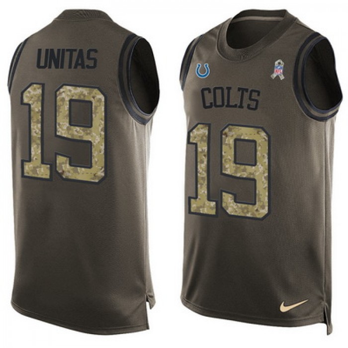 Men's Indianapolis Colts #19 Johnny Unitas Green Salute to Service Hot Pressing Player Name & Number Nike NFL Tank Top Jersey