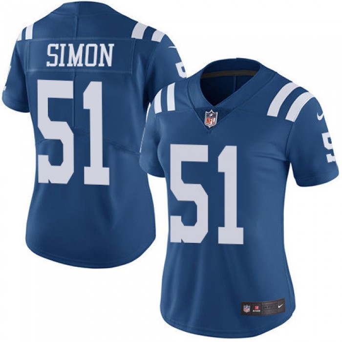 Women's Nike Indianapolis Colts #51 John Simon Royal Blue Stitched NFL Limited Rush Jersey