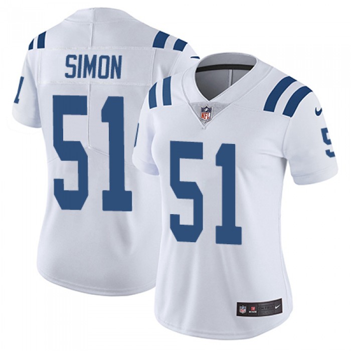 Women's Nike Indianapolis Colts #51 John Simon White Stitched NFL Vapor Untouchable Limited Jersey