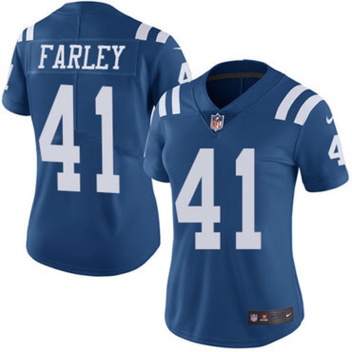 Women's Nike Indianapolis Colts #41 Matthias Farley Royal Blue Team Color Stitched NFL Vapor Untouchable Limited Jersey
