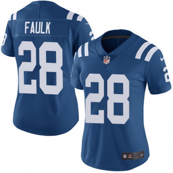 Women's Nike Indianapolis Colts #28 Marshall Faulk Royal Blue Team Color Stitched NFL Vapor Untouchable Limited Jersey
