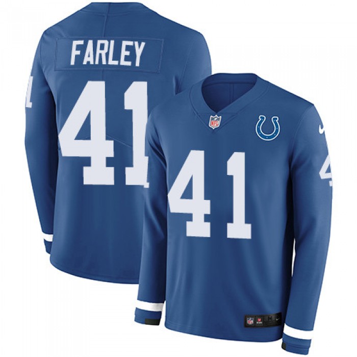 Nike Colts #41 Matthias Farley Royal Blue Team Color Men's Stitched NFL Limited Therma Long Sleeve Jersey