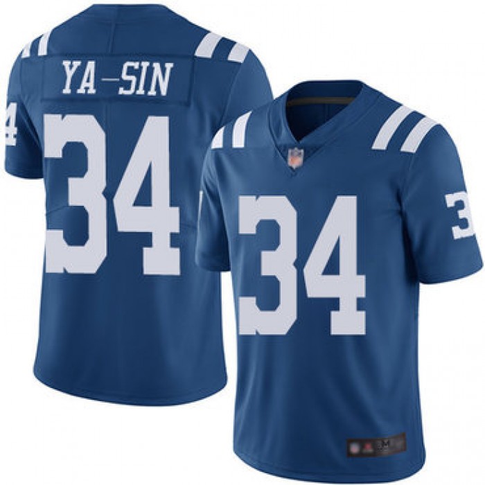 Colts #34 Rock Ya-Sin Royal Blue Men's Stitched Football Limited Rush Jersey