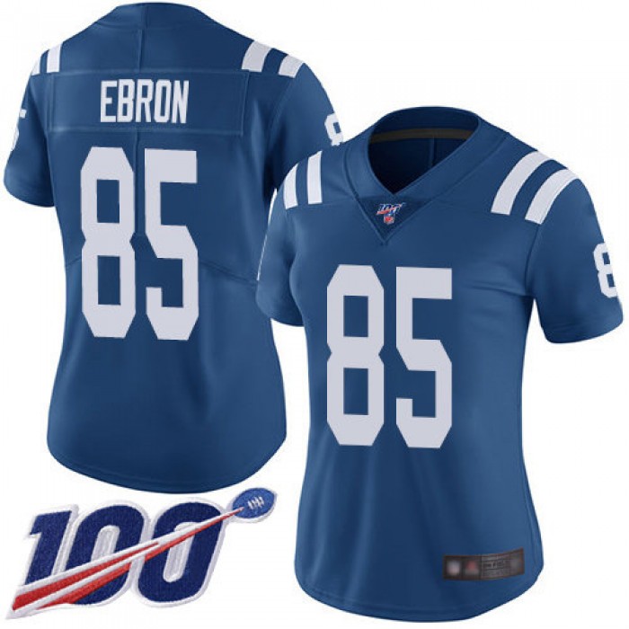Nike Colts #85 Eric Ebron Royal Blue Team Color Women's Stitched NFL 100th Season Vapor Limited Jersey