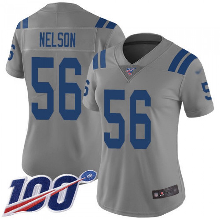 Nike Colts #56 Quenton Nelson Gray Women's Stitched NFL Limited Inverted Legend 100th Season Jersey