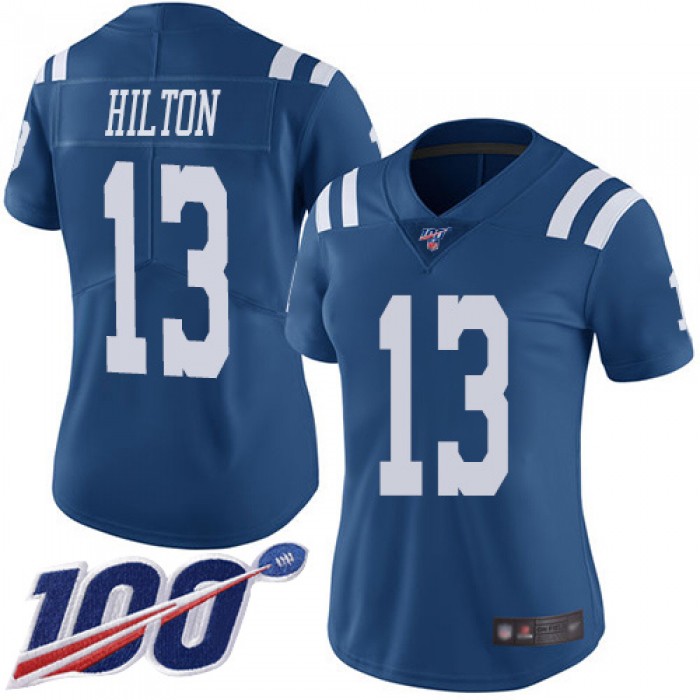 Nike Colts #13 T.Y. Hilton Royal Blue Women's Stitched NFL Limited Rush 100th Season Jersey