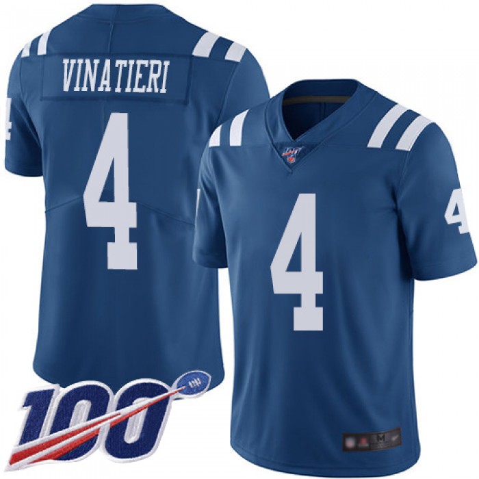 Nike Colts #4 Adam Vinatieri Royal Blue Men's Stitched NFL Limited Rush 100th Season Jersey