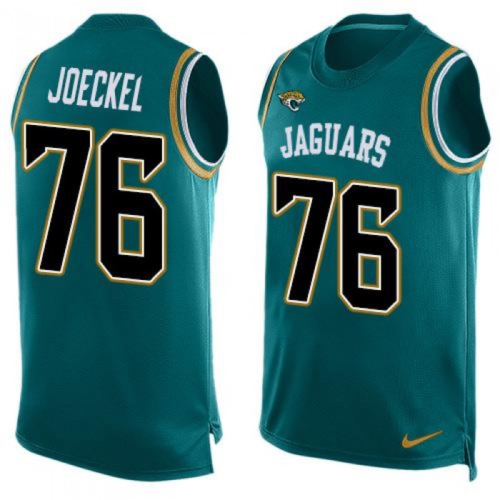 Men's Jacksonville Jaguars #76 Luke Joeckel Teal Green Hot Pressing Player Name & Number Nike NFL Tank Top Jersey