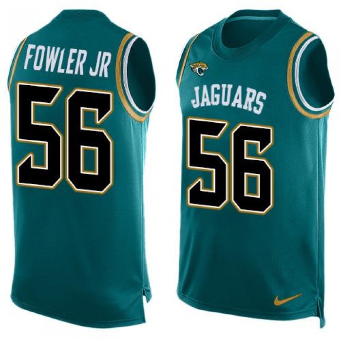 Men's Jacksonville Jaguars #56 Dante Fowler Jr Teal Green Hot Pressing Player Name & Number Nike NFL Tank Top Jersey