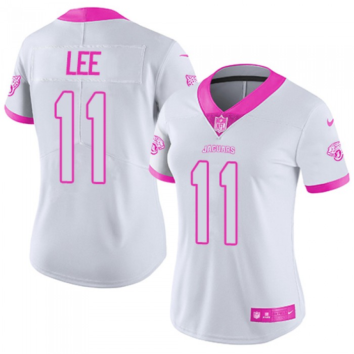 Women's Nike Jacksonville Jaguars #11 Marqise Lee White Pink Stitched NFL Limited Rush Fashion Jersey