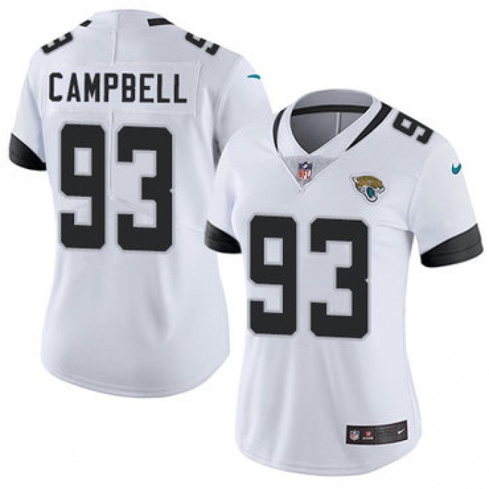 Nike Jacksonville Jaguars #93 Calais Campbell White Women's Stitched NFL Vapor Untouchable Limited Jersey