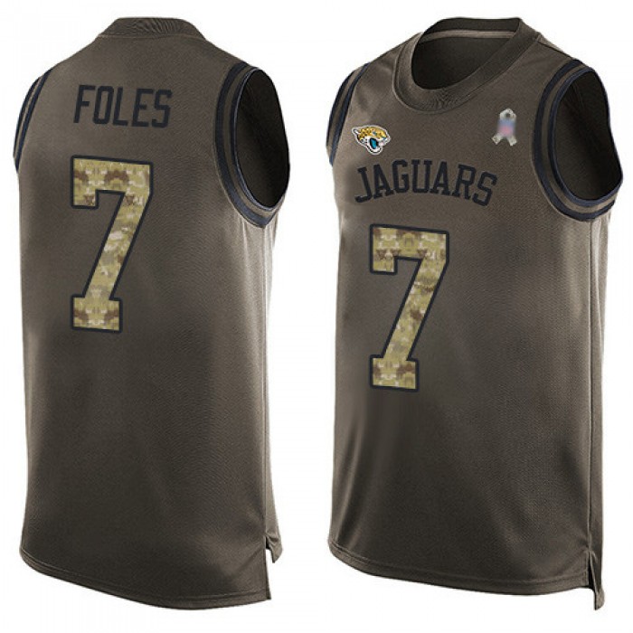 Men's Jacksonville Jaguars #7 Nick Foles Green Stitched Football Limited Salute To Service Tank Top Jersey