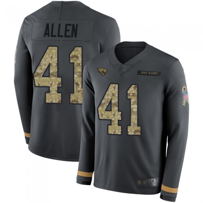 Jaguars #41 Josh Allen Anthracite Salute to Service Men's Stitched Football Limited Therma Long Sleeve Jersey