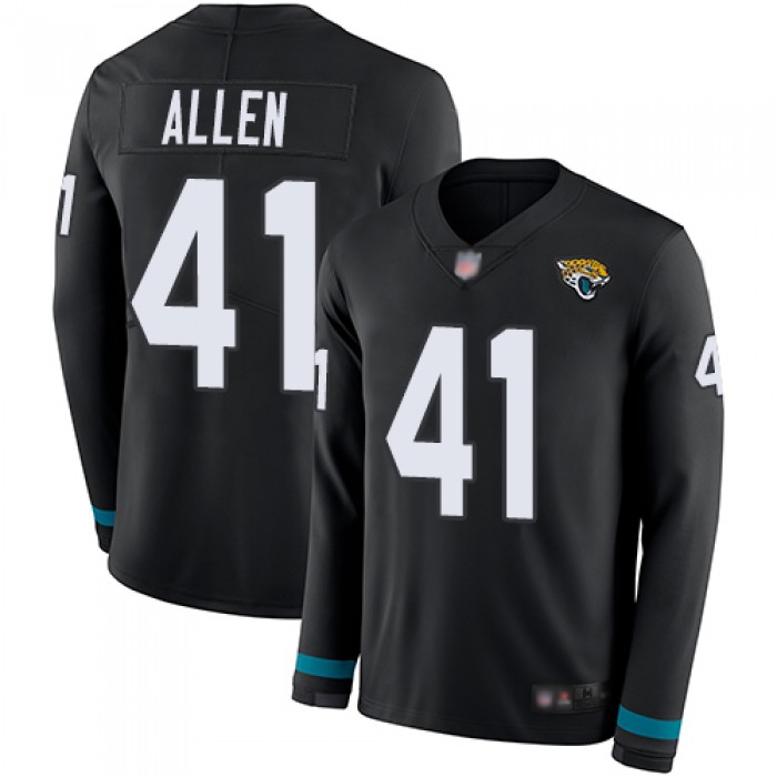 Jaguars #41 Josh Allen Black Team Color Men's Stitched Football Limited Therma Long Sleeve Jersey
