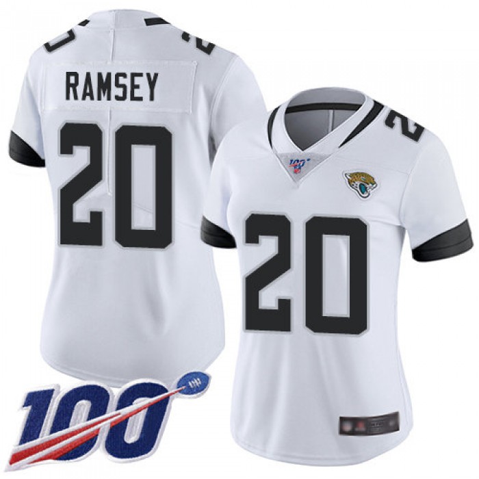 Nike Jaguars #20 Jalen Ramsey White Women's Stitched NFL 100th Season Vapor Limited Jersey