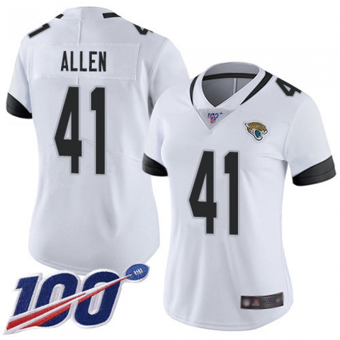 Nike Jaguars #41 Josh Allen White Women's Stitched NFL 100th Season Vapor Limited Jersey