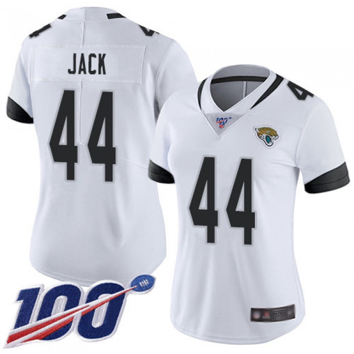 Nike Jaguars #44 Myles Jack White Women's Stitched NFL 100th Season Vapor Limited Jersey