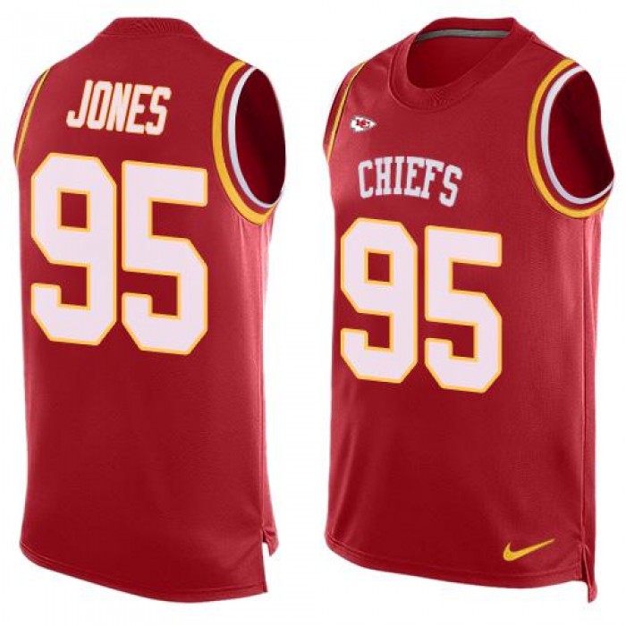 Men's Kansas City Chiefs #95 Chris Jones Red Hot Pressing Player Name & Number Nike NFL Tank Top Jersey
