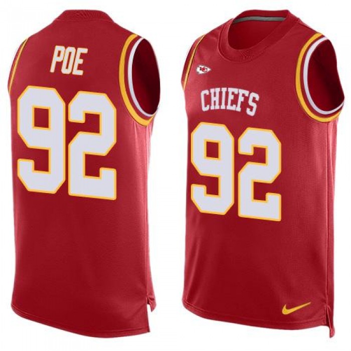 Men's Kansas City Chiefs #92 Dontari Poe Red Hot Pressing Player Name & Number Nike NFL Tank Top Jersey