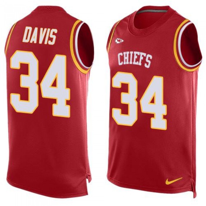 Men's Kansas City Chiefs #34 Knile Davis Red Hot Pressing Player Name & Number Nike NFL Tank Top Jersey