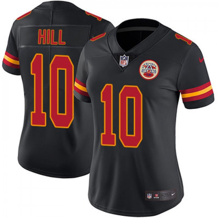 Women's Nike Kansas City Chiefs #10 Tyreek Hill Black Stitched NFL Limited Rush Jersey