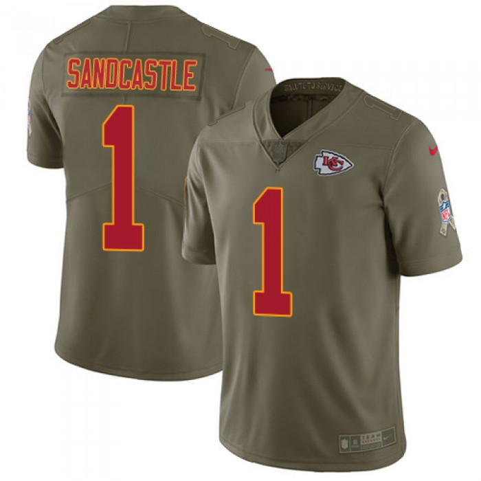 Nike Kansas City Chiefs #1 Leon Sandcastle Olive Men's Stitched NFL Limited 2017 Salute to Service Jersey