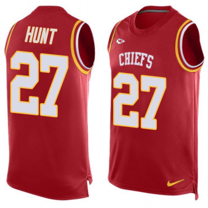 Nike Kansas City Chiefs #27 Kareem Hunt Red Team Color Men's Stitched NFL Limited Tank Top Jersey