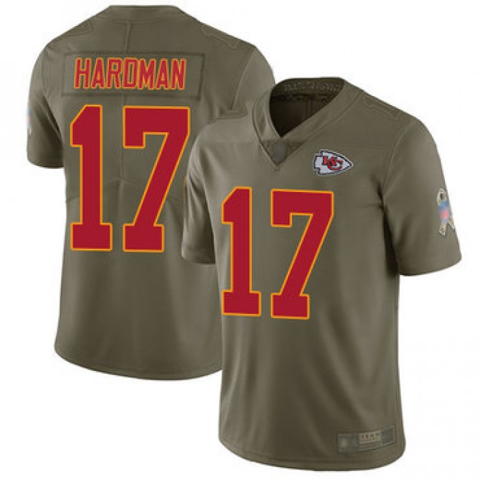 Chiefs #17 Mecole Hardman Olive Men's Stitched Football Limited 2017 Salute to Service Jersey