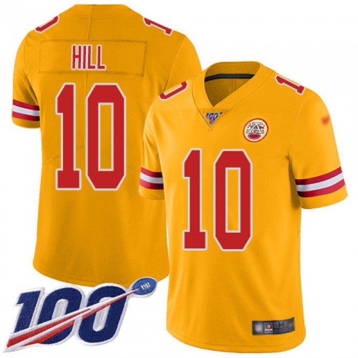 Chiefs #10 Tyreek Hill Gold Men's Stitched Football Limited Inverted Legend 100th Season Jersey