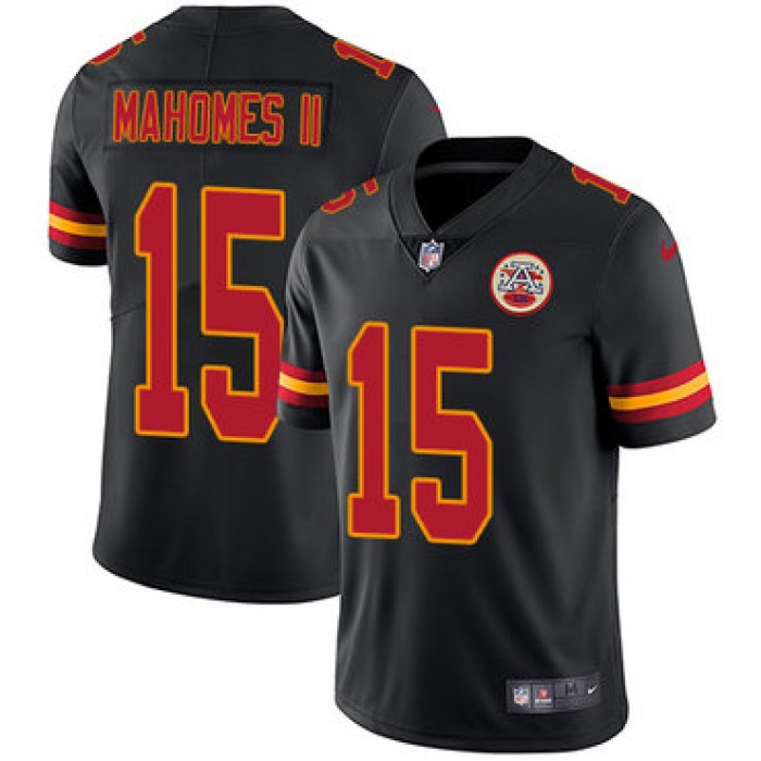 Size XXXXL Nike Kansas City Chiefs #15 Patrick Mahomes II Black Men's Stitched NFL Limited Rush Jersey