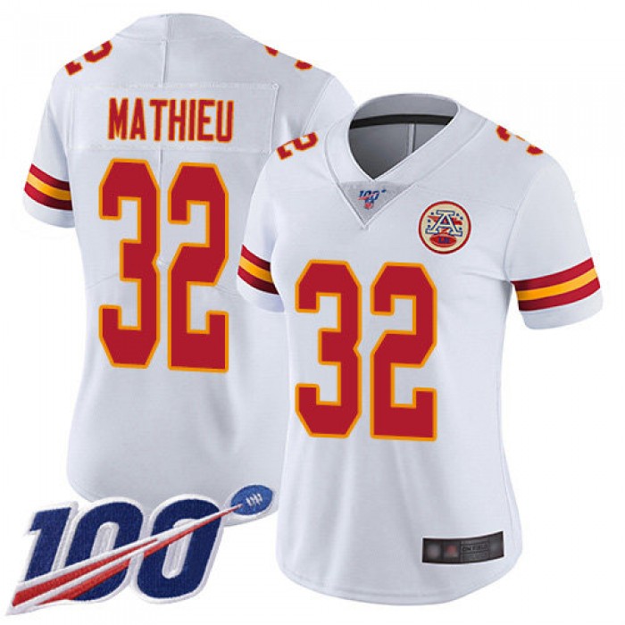 Nike Chiefs #32 Tyrann Mathieu White Women's Stitched NFL 100th Season Vapor Limited Jersey