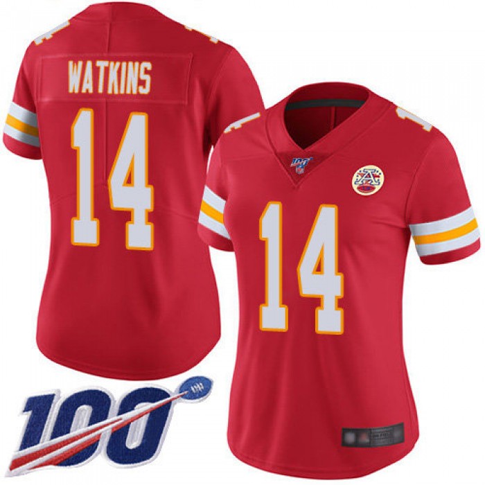 Nike Chiefs #14 Sammy Watkins Red Team Color Women's Stitched NFL 100th Season Vapor Limited Jersey