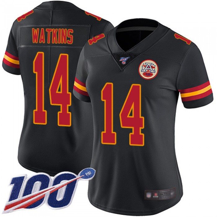Nike Chiefs #14 Sammy Watkins Black Women's Stitched NFL Limited Rush 100th Season Jersey