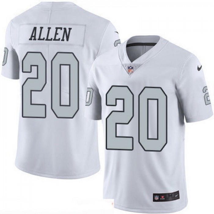 Men's Oakland Raiders #20 Nate Allen White 2016 Color Rush Stitched NFL Nike Limited Jersey