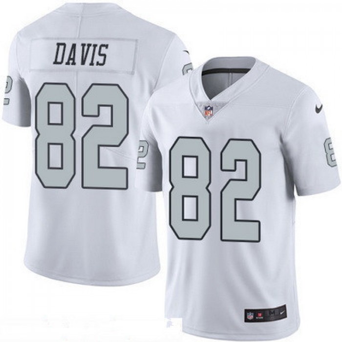 Men's Oakland Raiders #82 Al Davis Retired White 2016 Color Rush Stitched NFL Nike Limited Jersey