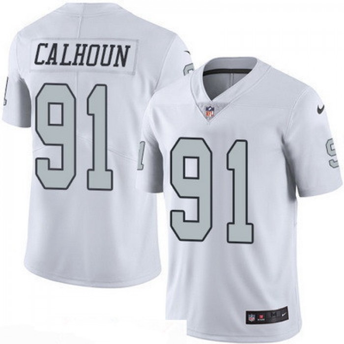 Men's Oakland Raiders #91 Shilique Calhoun White 2016 Color Rush Stitched NFL Nike Limited Jersey