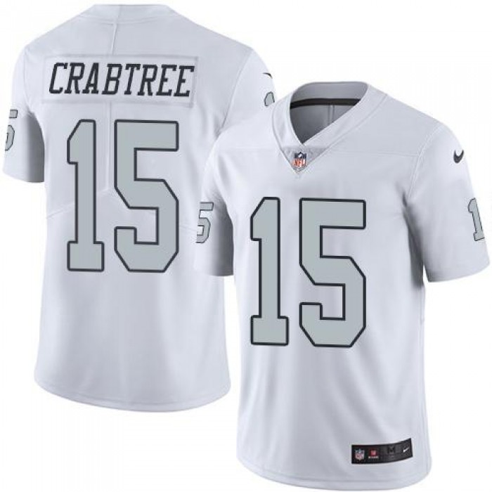 Nike Raiders #15 Michael Crabtree White Men's Stitched NFL Limited Rush Jersey