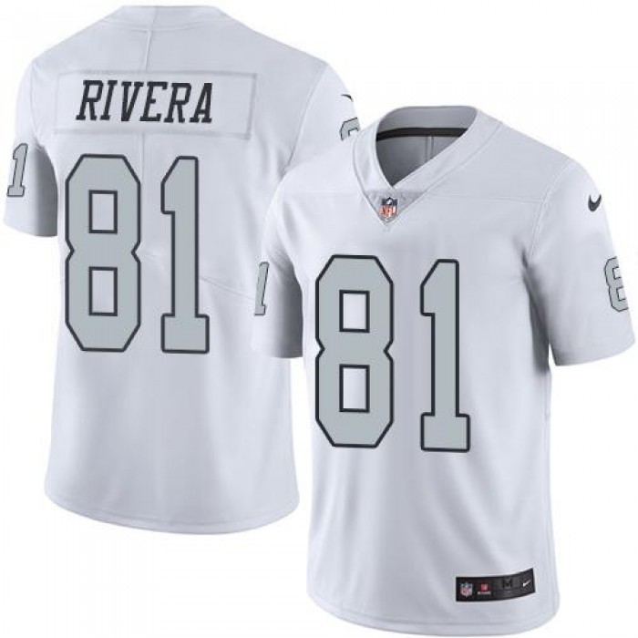 Nike Raiders #81 Mychal Rivera White Men's Stitched NFL Limited Rush Jersey